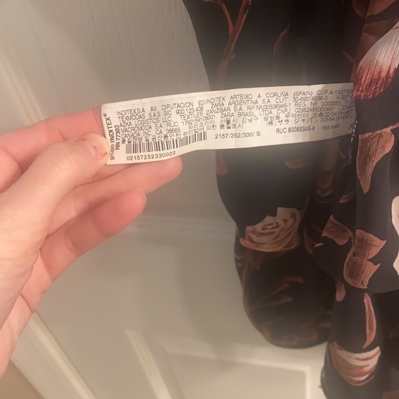 Zara Ruched Long Sleeve Rose Print Mini Asymmetrical Dress NWOT - Picture 12 of 13